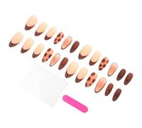 24 Pièces Faux Ongles à Couverture Complète Amande Courte Léopard | Plastique, Application Rapide et Maintien Sûr, Usage Travail et Événements, Limes, Colle Gel et Bandes