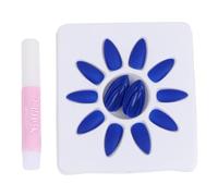 24 Pièces Faux Ongles Autocollants Bleus, Pointus