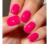 24 pièces faux ongles carrés courts rose rose style français minimaliste classique à couverture complète, convient pour les fêtes, les rendez-vous et le port quotidien de la rentrée scolaire Unicolore