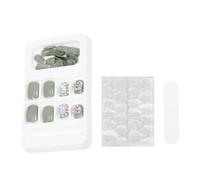 24 Pièces Faux Ongles Courts à Presser en Résine, Verts | Mariage et Bal, Style Élégant, Sûrs, Résistants aux Rayures, pour Femmes et Débutantes