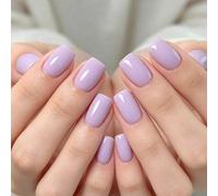 24 pièces Faux ongles courts carrés élégants violet lavande brillant dégradé, à la mode et polyvalents pour les rendez-vous, les fêtes, le printemps/été, l'automne/hiver, port quotidien. Ensemble d'on