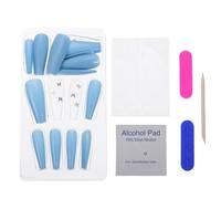24 Pièces Faux Ongles Couvrants Bleu Ciel Rose Pailleté, | ABS Ultra-fin, Usage Personnel ou Soirée, Tailles Variées, Style à Personnaliser