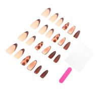 24 Pièces Faux Ongles Léopard Français en Amande, Plastique | Pose Quotidienne ou Événement, Look Chic Rétro, Kit Limes, Colle Gelée et Bandes