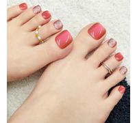 24 Pièces Faux Ongles Pieds Carré Court Faux Ongles D'orteil Couverture Complète Toe Nails French Press on Toenails Capsules Ongles Manucure œil de chat rose pour Femmes Manucure