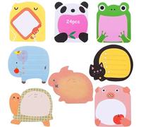 24 Pièces Feuille Autocollante, Lovely Notes, 480 Pages Mini Notes Autocollantes, Bloc Mémo pour Animaux, Kawaii Sticky Notes pour L'école, Maison, Bureau, Cadeaux pour Enfants