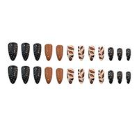 24 pièces feuilles de café couverture complète faux ongles automne presse sur automne acrylique Long bâton d ' amande sur