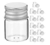 24 Pièces Fiole en Verre 5ml Bouchon Aluminium, Mini Flacons | Fermeture Sûre, pour Poudres Sèches et Liquides, Loisirs Créatifs, Transparence Élevée, Fêtes Scientifiques