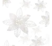 24 Pièces Fleurs de Poinsettia de Noël Artificielles Scintillantes Décorations de Fleurs de Noël Ornements de Mariage Arbre de Noël Nouvel an (Blanc)