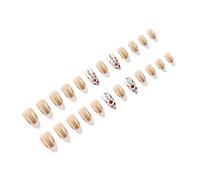 24 Pièces Fleurs Ongles Artificiels Blanc Pointe Française Presse Sur Bâton D'amande Sur Faux Élégant Pour La Fête