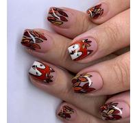 24 Pièces Glossy Squirrel Press On Nails Tips Short Look Manucure European Art Artificial Fingernails Set Elegant Faux Nail For Women