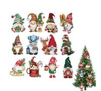 24 pièces Gnomes Ornements en Bois, Décorations Noël en Bois - Ornements Suspendus GNOME Naturel - Noël Classiques à Suspendre Sapin fenêtre Sac Cadeau - 12 modèles Assortis avec ficelles