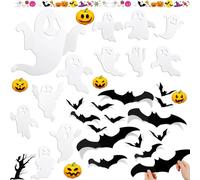 24 Pièces Halloween Autocollants Muraux 3D Imperméables Autocollants de PVC Chauve-souris Fantômes Sticker pour Décorations Murales Articles, DIY Fournitures de FêTe