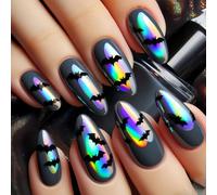 24 pièces Halloween faux ongles rose fantôme araignées Web conception forme d ' amande faux pour les femmes accessoires de costumes de fête Halloween faux