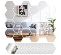 24 Pièces Hexagonal Miroir Autocollant Mural, Miroirs Hexagonaux en Acrylique, Hexagone Décalque Autocollant Mural, pour la Salon Chambre Salle de Bains Canapé TV Réglage Décoration Murale(Argent)
