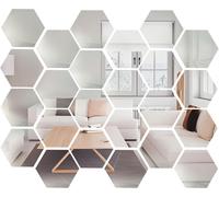 24 Pieces Hexagonal Wall Mirror Sticker, 126 X 109 X 63 Mm Adhesive Wall Mirror, Acrylic Mirror For Diy Home Bedroom Living Room Decor Tv Background Decoration Decor