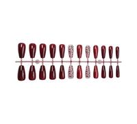 24 pièces Œil de chat français entièrement couvert Faux ongles Presse artificiel Saint-Valentin sur bâton scintillant