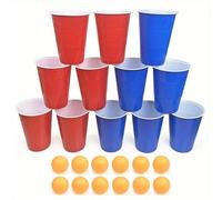 24 pièces Jeu de Beer Pong, 6 gobelets rouges + 3 balles, convient pour les jeux de fête et événements, les fêtes de jardin, les anniversaires, les rassemblements décontractés pour adultes à l'intérie