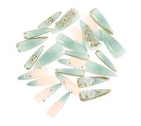 24 Pièces Kit de Faux Ongles Français Verts Amande, Plastique | Pose Facile, Finition Lustrée 3d, Couvre Entièrement, pour Tenue Quotidienne et Tenues Printemps