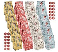 24 Pièces Kraft Sacs en Papier Motif de Noël - Brun Recyclé pour Nourriture, Collation, Déjeuner, Cadeaux et Fête - Sacs-Cadeaux pour Épicerie et Noel