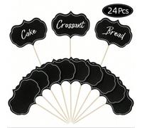 24 pièces Marqueurs à fromage pour planche à charcuterie, étiquettes de buffet, repères alimentaires, cure-dents vierges avec drapeaux, enseignes d'amuse-gueules, décorations de cupcakes ardoisées pou
