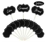 24 pièces Marqueurs de fromage pour plateau de charcuterie, étiquettes de buffet, repères alimentaires, drapeaux de cure-dents vierges, pancartes d'amuse-gueules, décorations de cupcakes ardoise pour 