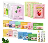 24 Pièces Masque de Beauté Enfant, avec Patch Yeux Anti Cernes et Masque Levre, Hydratant masque Visage Tissus Enfant, Patchs pour Les Lèvres, Kit masque pour le Visage Ado Fille