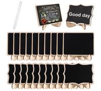 24 Pièces Mini Ardoise 24 Petits, avec Support Base, Ardoise Craie Avec Marqueur à Craie, pour Mariage Boulangerie Cuisine Tableau de Table Étiquette de Prix, pour Étiquettes de Prix, Buffet, Ecole