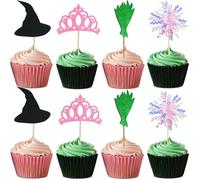 24 Pièces Mini Chapeau de Sorcière et Couronne de Princesse pour Cupcakes, Chapeau de Sorcière et Couronne en Papier, Halloween Cupcake Topper Déco, pour Happy Halloween, Anniversaire, Mariage