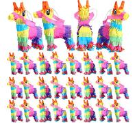 24 Pièces Mini Pinatas d'Âne Petit Pinata d'Âne Arc-en-Ciel en Vrac Pinata de Lama Cinco De Mayo Pinata d'Âne de Fête Mexicaine Pinata d'Âne de Décoration pour Carnaval, 7,5 x 4 Pouces