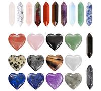 24 Pièces Naturel Cristal Kit, Cristaux de Guérison avec Pierres de Palme en Forme de Cœur, Colorée Pierres Précieuses, Reiki Pierre Naturelle pour Émettre de L'énergie Positive