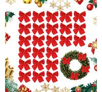 24 Pièces Noeud De Ruban Rouge De Noël, Arcs De Noël, Petits Nœuds Décoratifs en Satin, Noeuds De Vacances Décoratifs, pour Décoration De Cadeaux, Couronnes, Mariage Anniversaire Fête