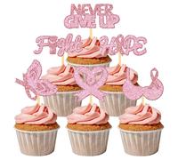 24 Pièces Octobre Rose Décorations Cupcake Toppers (Mix- Rose Tendre)