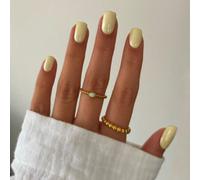 24 pièces Ongles artificiels jaunes carrés courts à pression, couverture complète, style classique minimaliste français, pour fête, rendez-vous, rentrée scolaire et port quotidien UnicoloreABS,Gelée,C