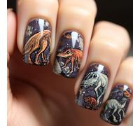 24 pièces paillettes dinosaure ongles Art acrylique presse sur couvertures complètes coller pour célébrer le jour de l ' indépendance