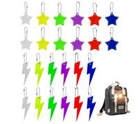 24 Pièces Pendentif Réfléchissant, Pendentifs Réflecteurs de Sécurité, Porte-Clés Réflecteur de Étoile et Éclairs, avec Chaînes, pour Sacs D'école,Sacs à Dos,Poussettes,Sports de Plein Air Nocturnes