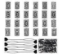 24 Pièces Perles de Barbe de Cheveux, Perles de Rune Viking Argent avce 6 Outils pour Cheveux Tressé et 200 Bandes de Caoutchouc Noir, Perles Runiques Nordiques pour Bracelets Collier Pendentif