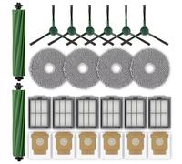 (24 Pièces) Plus 505 Combo Pièces De Rechange Pour iRobot Plus 405 Combo Robot Aspirateur, 2 Brosses Rotatives, 6 Sacs à Poussière, 4 Serpillères, 6 Brosses Latérales, 6 Filtres Hepa