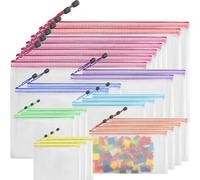 24 Pièces Pochette Document avec Zippée & Cordon Suspension, Dossiers PVC Transparentes Tailles Variées, Sac Zipper Mesh Plastique Étanche Multicolores pour École, Bureau, Voyage & Papeterie Stockage