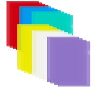 24 Pièces Pochettes Plastique Transparentes A4,Pochette Coin Couleur Porte-Documents en Plastique,6 Couleurs Chemise plastique Transparente,pour Dossiers, Bureau, École, Travail, Rapport, Présentation