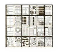 24 Pièces, Pochoir Bullet Journal Pochoir Scrapbooking Réutilisable, Adapté Aux Cahiers, Agendas, Scrapbooking, Décorations D'album Photo Diy
