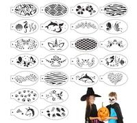 24 Pièces Pochoir Maquillage Enfant Adulte, Modèle de Tatouage pour Anniversaires Halloween Noël, Kit de Tatouage de Peinture pour Visage et Corps