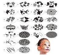 24 Pièces Pochoir Maquillage Enfant Adulte, Modèle de Tatouage pour Anniversaires Halloween Noël, Kit de Tatouage de Peinture