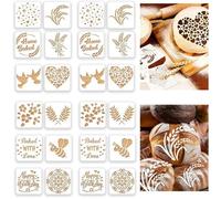 24 Pièces Pochoir pour le Pain, Pochoir Décoration de Gâteau à Café, Journal Fournitures Peinture Modèle, pour Cafe Pain Décoration
