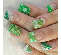 24 Pièces Pointe Française Bâton Sur Les Ongles Trèfles Artificiel Festival Fausses Lèvres Imprimer Presse Dessus