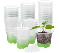 24 Pièces Pots De Plantes Transparents Avec Silicone Base,10cm Rond Pot De Pépinière En Plastique Pots De Démarrage De Semis S Avec Trous De Drainage Et 20 Étiquettes De Plantes