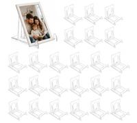 24 Pièces Présentoir Acrylique, 6.5*5*5.5CM Support de Cartes Réglable | Petit Chevalets en Plastique, Presentoir Carte Transparent pour Cartes de Collection Monnaie Postale Pierres Minéraux