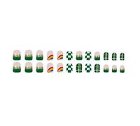 24 Pièces Presse Brillante Courte Sur Les Ongles Avec Des Motifs De Trèfle Vert Faux Manucure Vacances Pour La Célébration La Saint-Patrick Facile À Appliquer Les