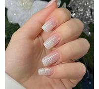 24 Pièces Presse Carrée Sur Les Ongles Avec Poudre De Paillettes Couverture Complète Brillante Artificiels Pour Un Look Élégant Application Facile Accessoires Pour Élégants