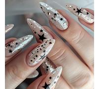 24 Pièces Presse Sur Ongles Colle Amande Faux Modèles Français Cadeaux Artificiels Pour Femmes Filles Coller Ongles