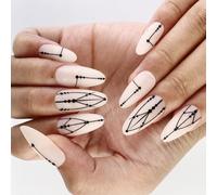 24 Pièces Presse Sur Ongles Colle Amande Faux Modèles Français Faux Cadeaux Artificiels Pour Femmes Filles Colles Acryliques Ongles Pour Femmes Clair